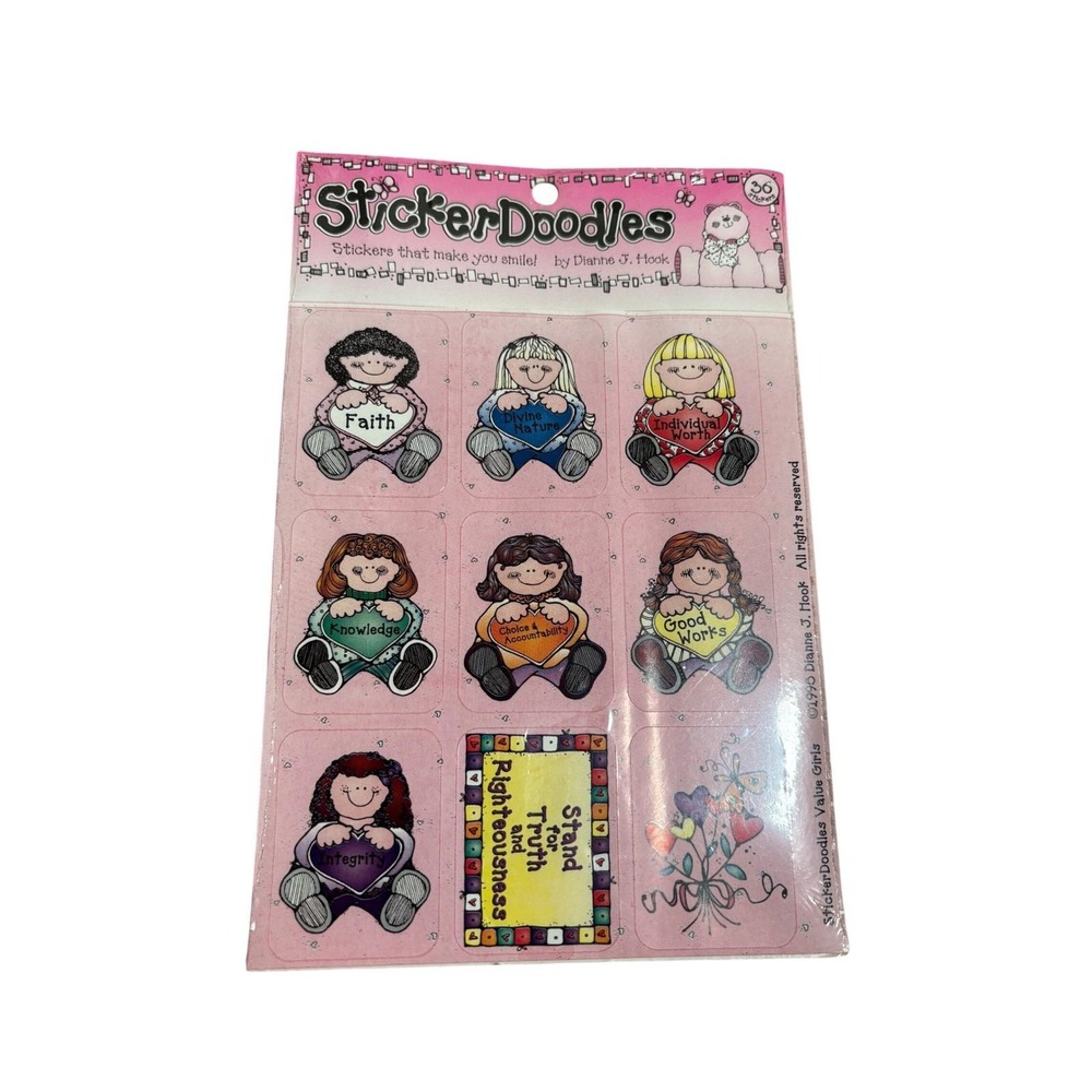 Vintage 1995 StickerDoodles Dianne J Hook DJ Inkers Value Girls Stickers 36ct